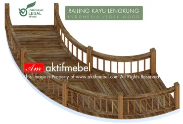 Railing Tangga Kayu Lengkung oleh AKTIFMEBEL